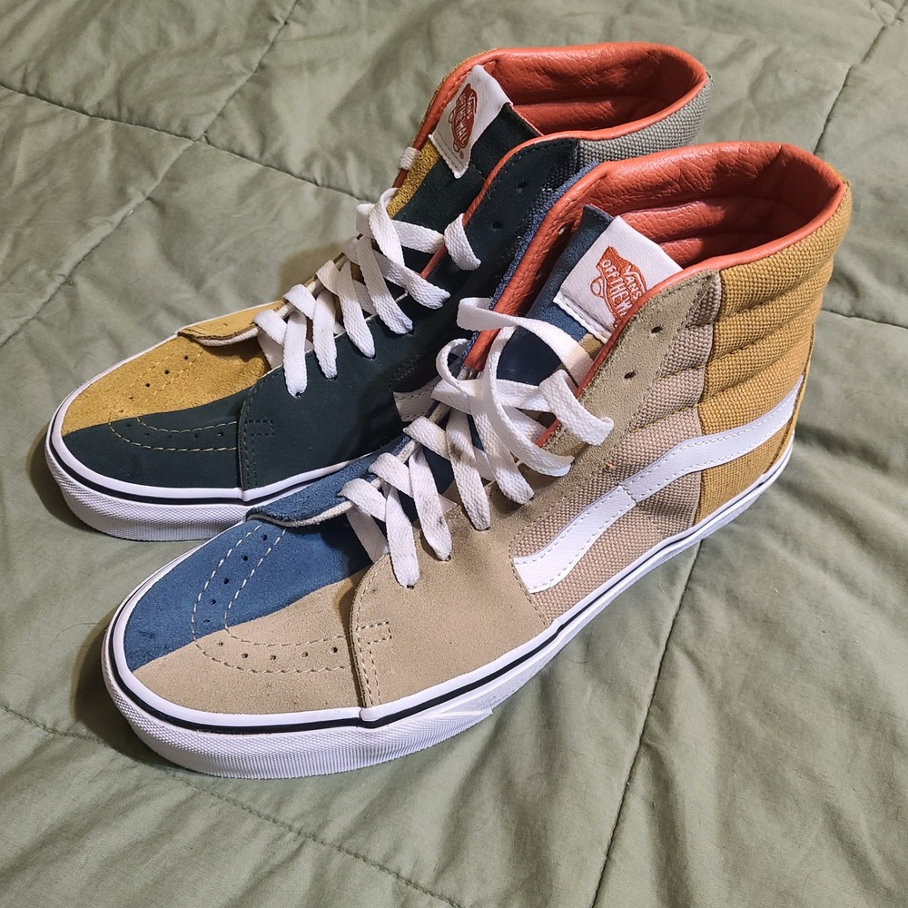 Vans Sk8-Hi Split Canvas Duck Suede Sneakers Mens 8 High‎ Top Colorblock Skate